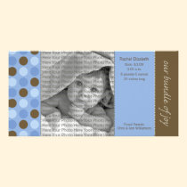 8x4 Birth Announcement Blue and Brown Polka Dots photo cards