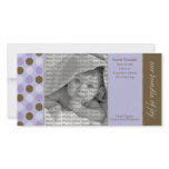 8x4 Birth Announcement Purple and Brown Polka Dots
