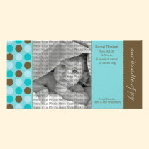 8x4 Birth Announcement Teal and Brown Polka Dots photo cards