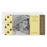 8x4 Birth Announcement Yellow and Brown Polka Dots