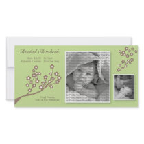 8x4 Branch Design Birth Announcement Green/Brown