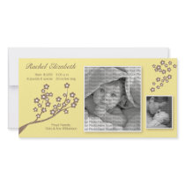 8x4 Branch Design Birth Announcement Yellow/Brown
