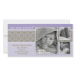 8x4 Purple Baroque 3-Photo Birth Announcement