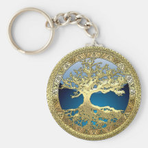 [90] Golden Celtic Tree of Life [3D] Key Chain