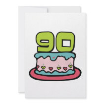 90 Year Old Birthday Cake Custom Invite
