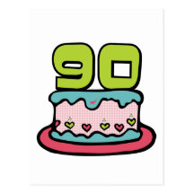 90 Year Old Birthday Cake Postcard