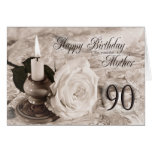 90th Birthday card for mother,The candle and rose