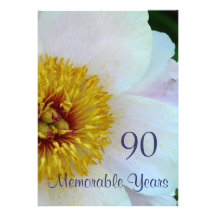90th Birthday Celebration/Elegant White Peony Invites