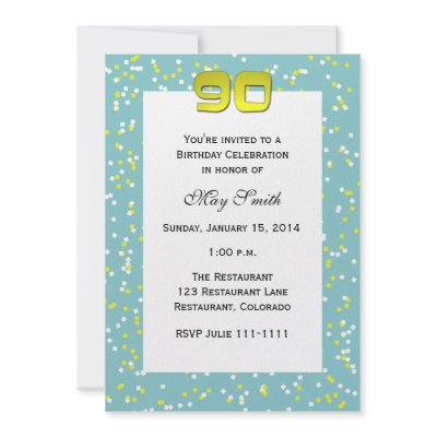 90th Birthday Invitation -- Confetti by henishouseofpaper