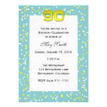 90th Birthday Invitation -- Confetti invitations