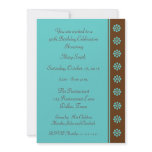90th Birthday Party Invitation -- Aqua and Brown