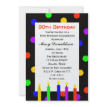 90th Birthday Party Invitation -- Candles and Dots