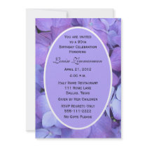 90th Birthday Party Invitation -- Hydrangeas