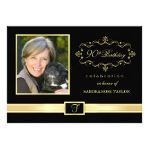 90th Birthday Party Invitations with Photo