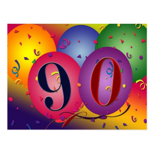 90th birthday party postcard invitation