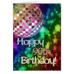 90th birthday with disco ball and rainbow of stars cards