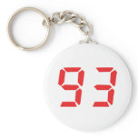 93 ninety-three red alarm clock digital number keychain