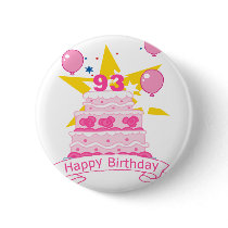 93 Year Old Birthday Cake Pinback Button
