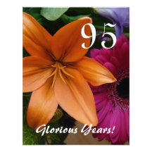 95 Glorious Years!-Birthday Party/Orange Lily Custom Announcement