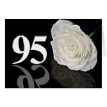 95th Birthday Card with a classic white rose
