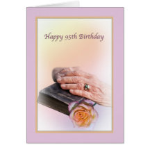 95th Birthday Card with Aged Hands and Bible