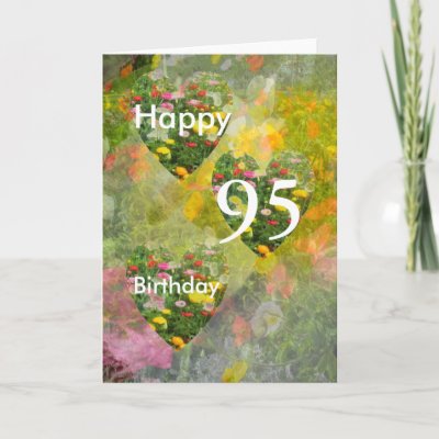 95th Birthday Pretty Green hearts Greeting Cards by lol