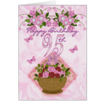 95th Birthday Special Lady, Roses And Flowers - 95 Greeting Cards