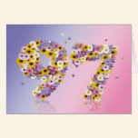 97th birthday card with flowery letters cards