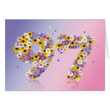 97th birthday card with flowery letters