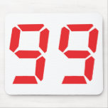 99 ninety-nine red alarm clock digital number mouse mat