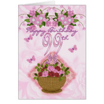 99th Birthday Special Lady, Roses And Flowers - 99 Card