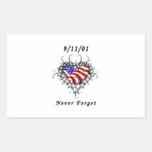 9/11/01 tatouage patriotique autocollant rectangulaire