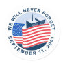 9/11 memorial with american flag and twin towers