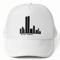 9-11 Never Forget NY Skyline Tshirts, Buttons Trucker Hat