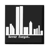 9-11 Never Forget NY Skyline Tshirts, Buttons Fridge Magnets