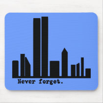 9-11 Never Forget NY Skyline Tshirts, Buttons Mouse Pads