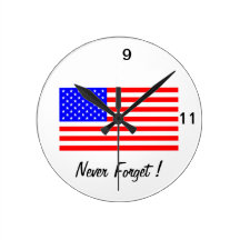 9-11 NEVER FORGET ROUND CLOCKS
