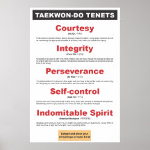 9-3 affiche personnalisable de principes du Taekwo