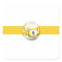 9 Ball Yellow Stripe Square Sticker
