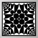 9 géométriques noirs et affiche blanche