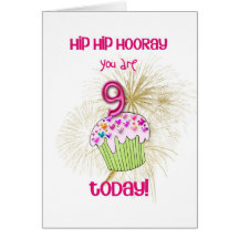 9 today cupcake birthday card