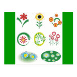 9 vector flowers postcard