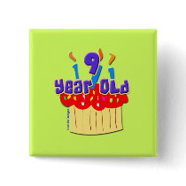 9 Year Old Birthday Pinback Buttons