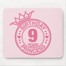 9 years - Birthday Princess - pink Mouse Pad