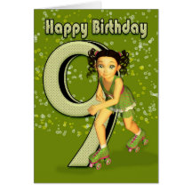 9th Birthday Card - Little Girl Skating