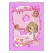 9th Birthday Card With Cute Ballerina