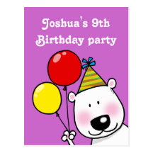 9th birthday party personalized invitations postcard