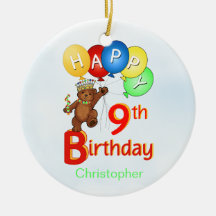 9th Birthday Royal Bear Christmas Tree Ornament