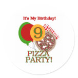 9th Pizza Party Birthday stickers