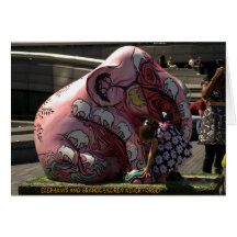 A002 : Carte de voeux d'éléphant rose